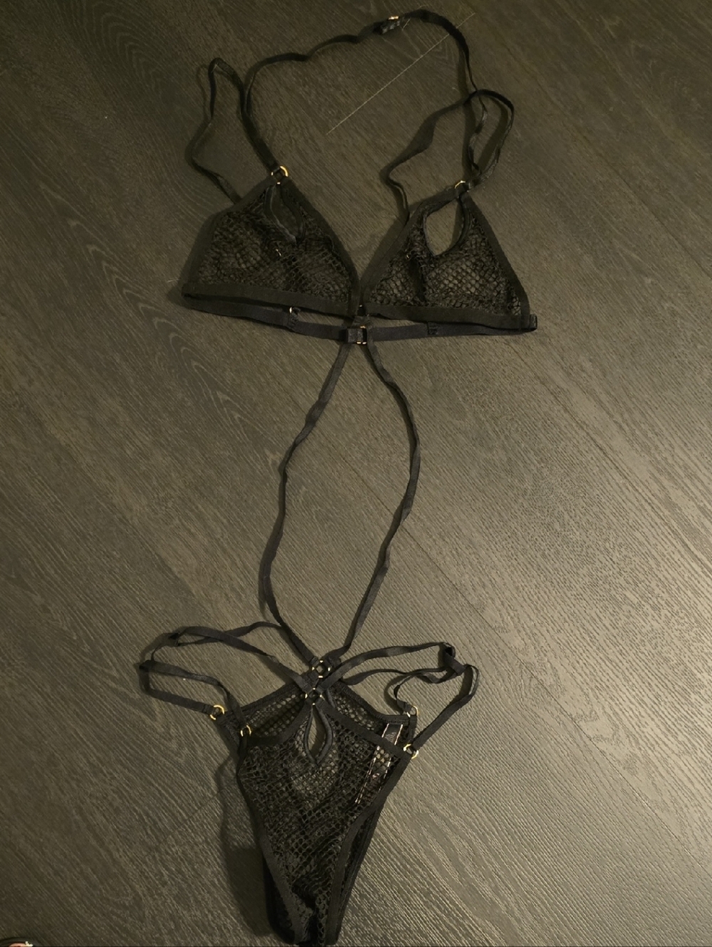 Victoria's Secret Black Strappy Lace Teddy
